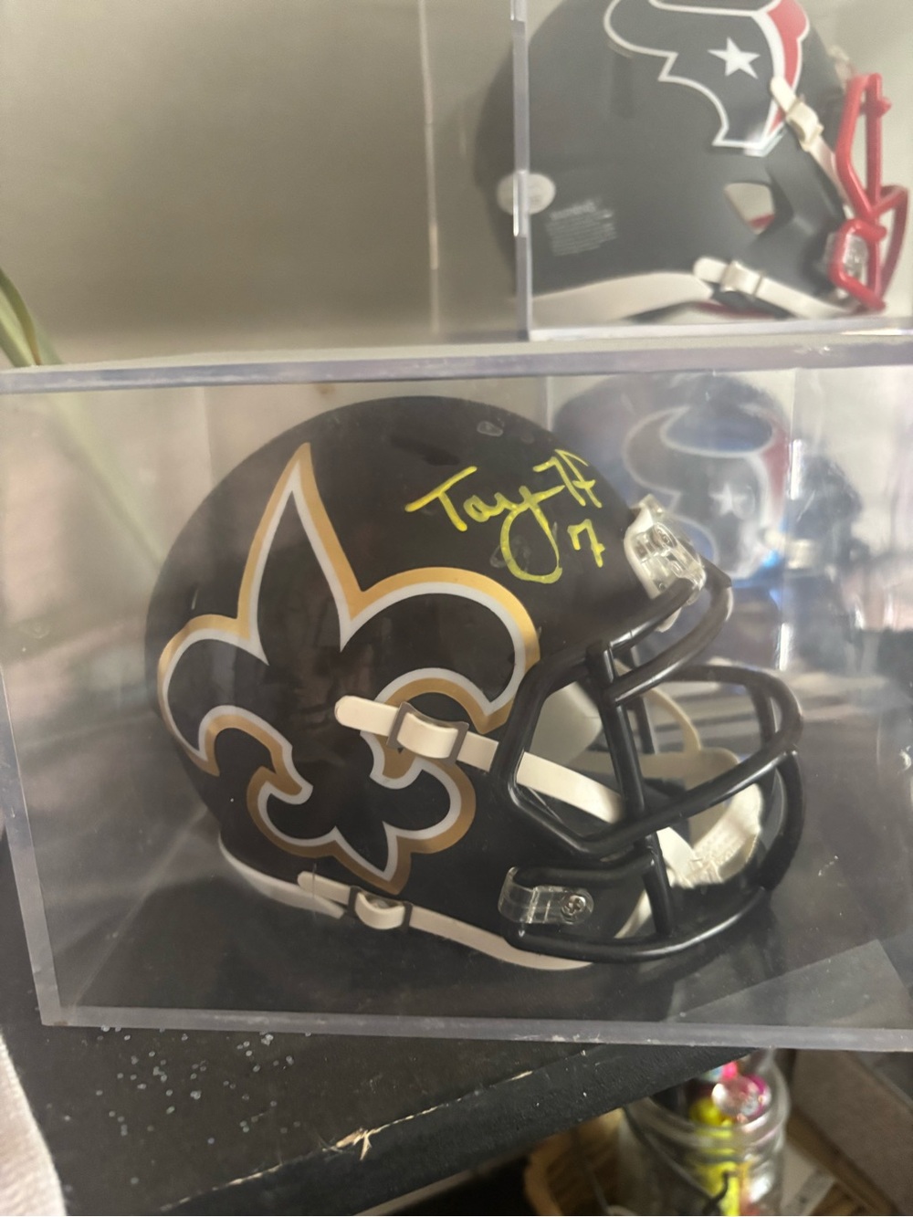 New Orleans Saints Mini Helmet with Autograph - Black & Gold